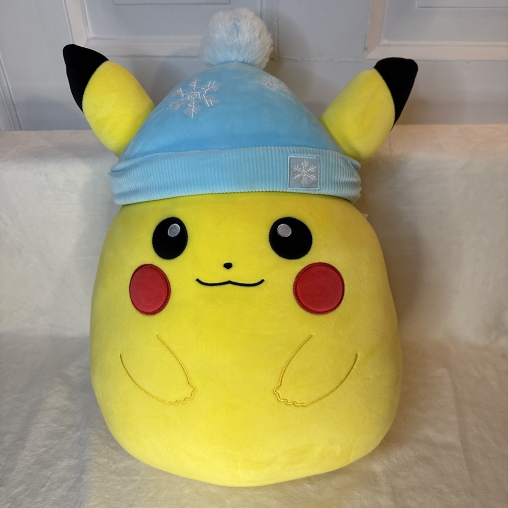 Pikachu 20" Squishmallow 2024 Christmas Holiday Plush Winter Hat NWT 🔥🔥🔥